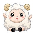 Vector cute white little ram