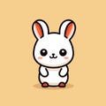 Vector of a cute white rabbit with orange ears against a vibrant yellow background