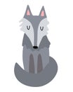 Vector cute wolf sits and sleeps on a white background isolated clip-art. Print for clothes, goods, products for children and