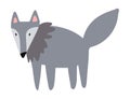 Vector cute wolf stands on a white background isolated clip-art. Print for clothes, goods, products for children and toddlers.