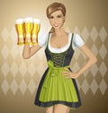 Vector Cute Woman In Drindl On Oktoberfest Royalty Free Stock Photo