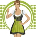 Vector Cute Woman In Drindl On Oktoberfest Royalty Free Stock Photo