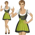 Vector Cute Woman In Drindl On Oktoberfest Royalty Free Stock Photo