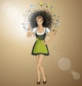 Vector Cute Woman In Drindl On Oktoberfest Royalty Free Stock Photo