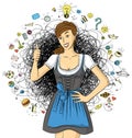 Vector Cute Woman In Drindl On Oktoberfest Royalty Free Stock Photo