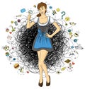 Vector Cute Woman In Drindl On Oktoberfest Royalty Free Stock Photo