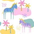 Vector cute zebra horse wild animal seamless pattern Royalty Free Stock Photo