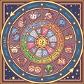 Vector cute Zodiac circle Horoscope Royalty Free Stock Photo