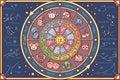 Vector cute Zodiac circle Horoscope Royalty Free Stock Photo