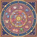 Vector cute Zodiac circle Horoscope Royalty Free Stock Photo