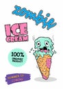 Vector cute zombie ice cream. Original detailed vector illustration with simple gradient