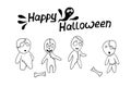 Vector cute zombies in cartoon style. Outline doodle illustration isolated on white background. Halloween elements of design Royalty Free Stock Photo