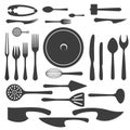 Vector cutlery black silhouettes Royalty Free Stock Photo