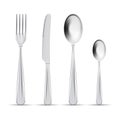 Vector Cutlery Set Of Silver Forks Spoons And Knifes Isolated On A White Background. Royalty Free Stock Photo