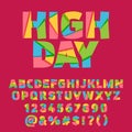 Vector cutted colorful set of letters, numbers and symbols