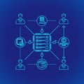Blockchain distributed ledger technology illustration