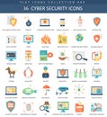 Vector Cyber security flat icon set. Elegant style design.