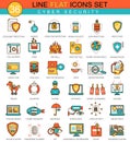 Vector Cyber security flat line icon set. Modern elegant style design for web.