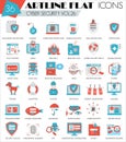 Vector Cyber security ultra modern outline artline flat line icons for web and apps.