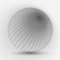 Vector cyber sphere. Grayscale big data sphere with binary numbers strings. Information code structure representation Royalty Free Stock Photo