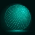 Vector cyber sphere. Green big data sphere with binary numbers strings. Information code structure representation. Royalty Free Stock Photo