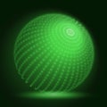 Vector cyber sphere. Green big data sphere with binary numbers strings. Information code structure representation. Royalty Free Stock Photo