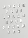 Vector 3D alphabet. White font