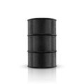 Vector 3d Barrel of Oil. Black Steel Simple Glossy Metal Enamel Barrel. Fuel, Gasoline, Oil Barrel Icon Isolated. Design Royalty Free Stock Photo