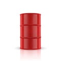 Vector 3d Barrel of Oil. Red Steel Simple Glossy Metal Enamel Barrel. Fuel, Gasoline, Oil Barrel Icon Isolated. Design Royalty Free Stock Photo