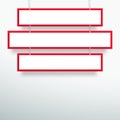 Vector 3d Blank Red 3 Line Title Banners Hanging Design