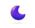 Vector 3d blue crescent moon cartoon icon