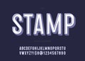 Vector 3d bold stamp font modern typography Royalty Free Stock Photo