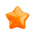 Vector 3d bronze star icon on white background. Cute realistic cartoon 3d render, glossy metallic orange star for