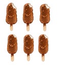 Vector 3d chocolate popsicle stick ice cream set Royalty Free Stock Photo