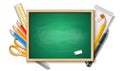 Vector 3d classroom chalkboard piece of chalk Royalty Free Stock Photo