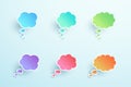 Vector 3d Colorful Thought Bubble Shapes Set