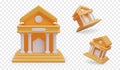 Vector 3D court building with columns. Front and angled view Royalty Free Stock Photo