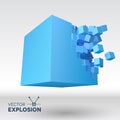 Vector 3D cube explosion with cubical particles