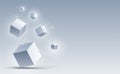 Vector 3d cubic abstract background. Science and technology. Big data and Internet connection. Vector illustration. Royalty Free Stock Photo