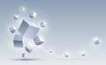 Vector 3d cubic abstract background. Science and technology. Big data and Internet connection. Vector illustration. Royalty Free Stock Photo