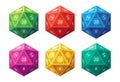 D20 Dice for Board Games, 6 Color Variants