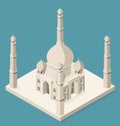 Vector 3d Flat Isometric Taj Mahal