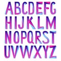 Vector 3d font. Tricolor twisted alphabet. Impossible Geometry letters. Mobius stripes, zigzag and winded shapes. Modern