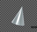 Vector 3d geometric object. Isolated metallic silver cone