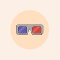 Vector 3d glasses flat icon.