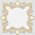 Vector 3D gold frame, festive pattern embossing Royalty Free Stock Photo