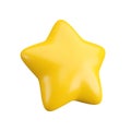 Vector 3d gold star icon on white background. Cute realistic cartoon 3d render, glossy yellow star Illustration for Royalty Free Stock Photo