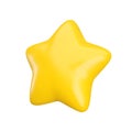 Vector 3d gold star icon on white background. Cute realistic cartoon 3d render, glossy yellow star Illustration for