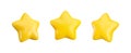 Vector 3d gold star icons set on white background. Cute realistic cartoon 3d render, glossy yellow star front and side