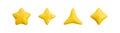 Vector 3d gold stars icons set. Cute realistic cartoon 3d render five, four and triangular star on white background Royalty Free Stock Photo